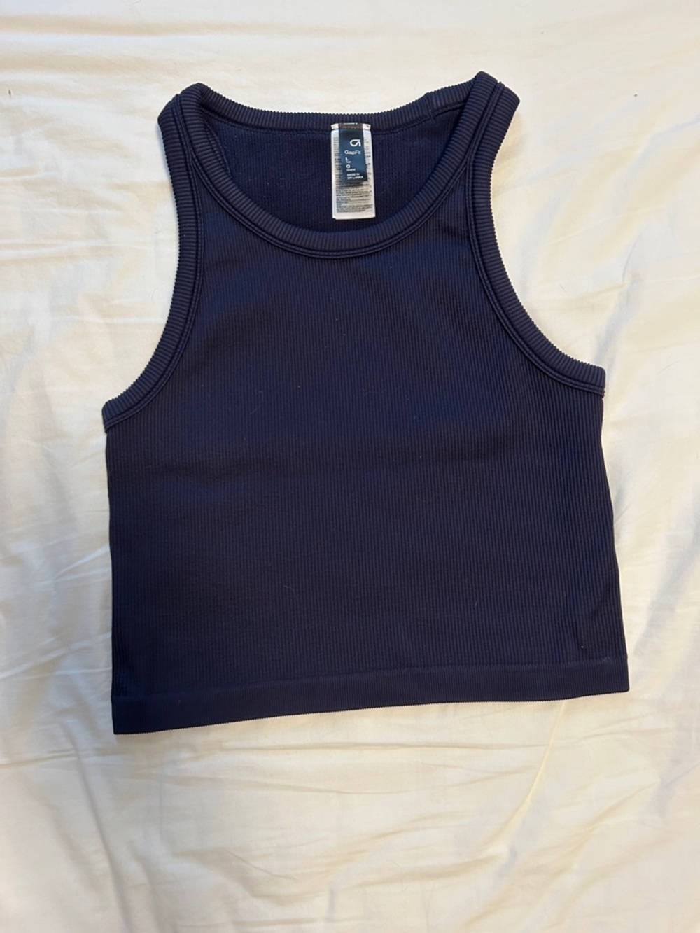 GAP Fit Navy Ribbed Tank Top size Large Long - Picture 5 of 5